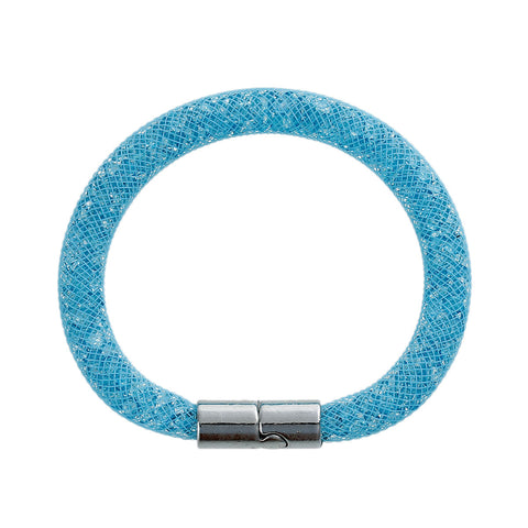 Sky Blue Shiny Rhinestone Crystal Stardust Mesh Magnetic Wrap Bangle Bracelet - Sexy Sparkles Fashion Jewelry - 2
