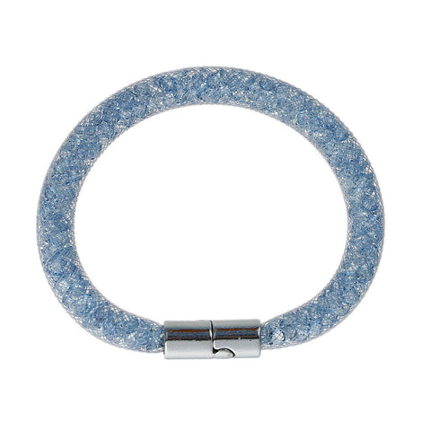 Light Blue Shiny Rhinestone Crystal Stardust Mesh Magnetic Wrap Bangle Bracelet - Sexy Sparkles Fashion Jewelry - 2