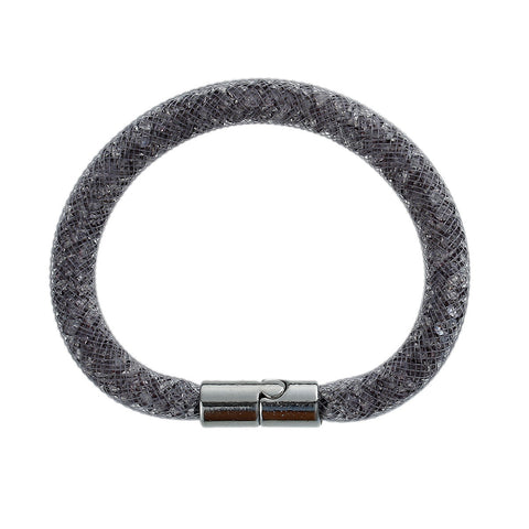 Grey Shiny Rhinestone Crystal Stardust Mesh Magnetic Wrap Bangle Bracelet - Sexy Sparkles Fashion Jewelry - 2
