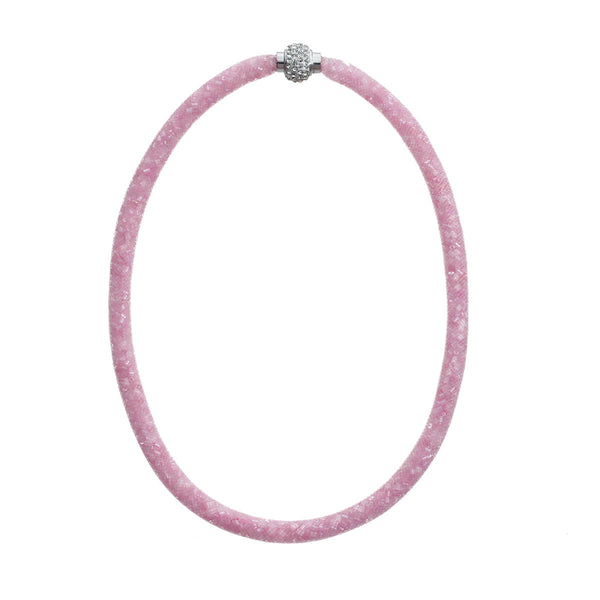Pink Shiny Rhinestone Crystal Star Glitter Mesh Magnetic Necklace