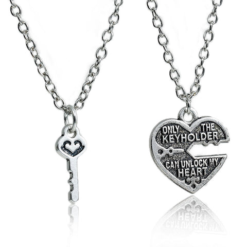1 Set Couples Necklace " Only The Key Holder Can Unlock My Heart " Broken Heart Key Pendants - Sexy Sparkles Fashion Jewelry