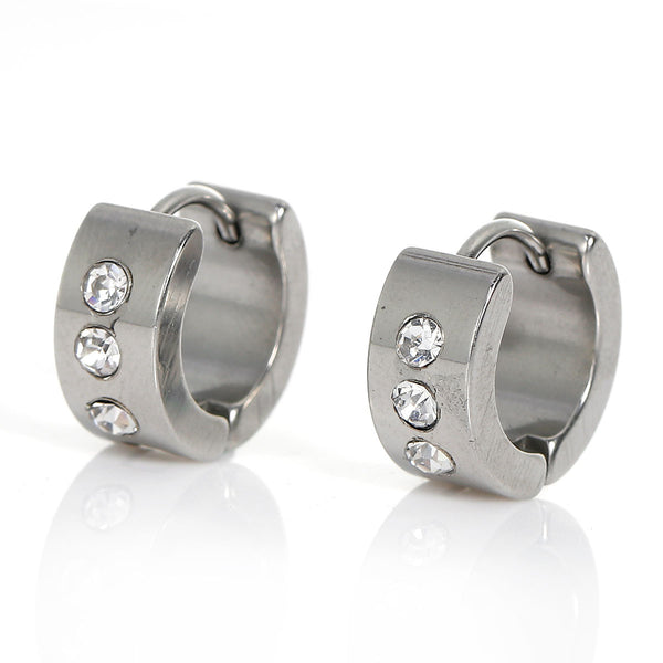 Sexy Sparkles Titanium Steel Mens Womens Hoop Earrings Piercings Huggie Hypoallergenic - Sexy Sparkles Fashion Jewelry - 1
