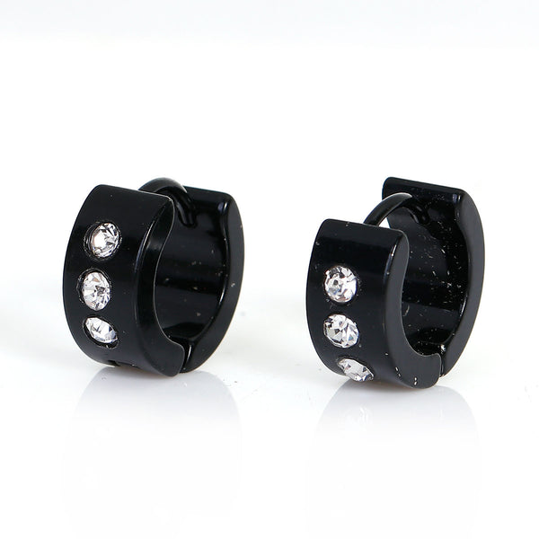 Sexy Sparkles Titanium Steel Mens Womens Hoop Earrings Piercings Huggie Hypoallergenic