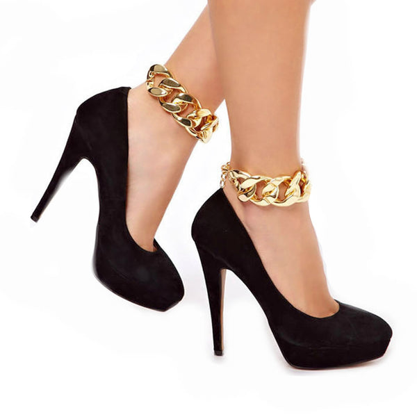 SEXY SPARKLES New Fashion Women CCB Chain Beach Sexy Sandal Anklet Ankle Bracelet Link Curb Chain Bracelet Gold Plated