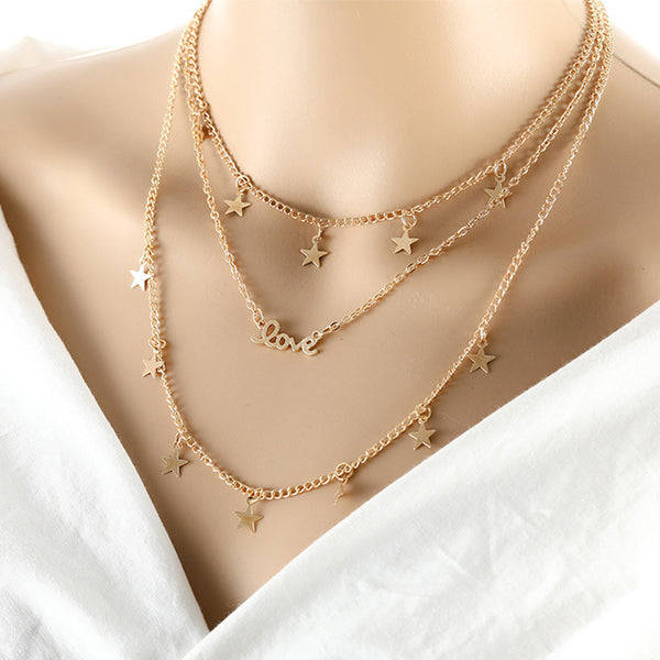 SEXY SPARKLES Multilayer Layered Layer Long Necklaces Chain for Womens Jewelry