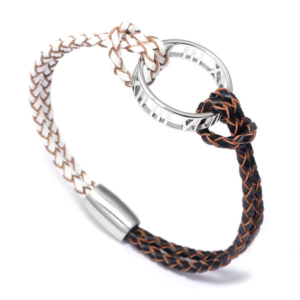 SEXY SPARKLES Braided Leather Bracelets for Men Women Bangle Bracelets Magnetic Clasp Wristband 7.5 Inch