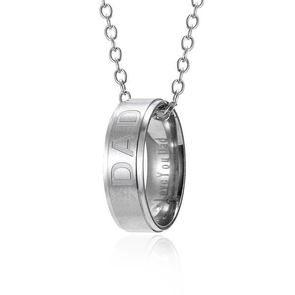 SEXY SPARKLES Mom Dad Ring Necklace Love You Dad Mom Titanium Steel Necklace