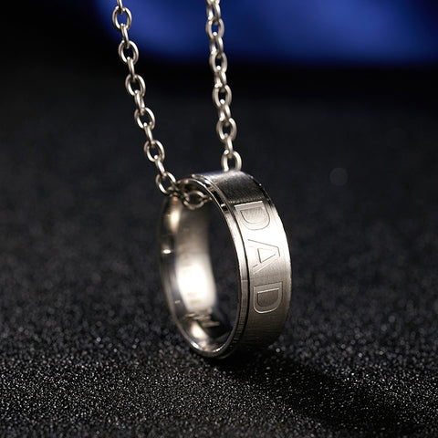 SEXY SPARKLES Mom Dad Ring Necklace Love You Dad Mom Titanium Steel Necklace