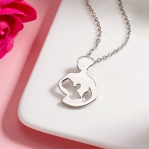 SEXY SPARKLES Mother Daughter Pendant Necklace Love Heart Necklace for Women Gift for Mom