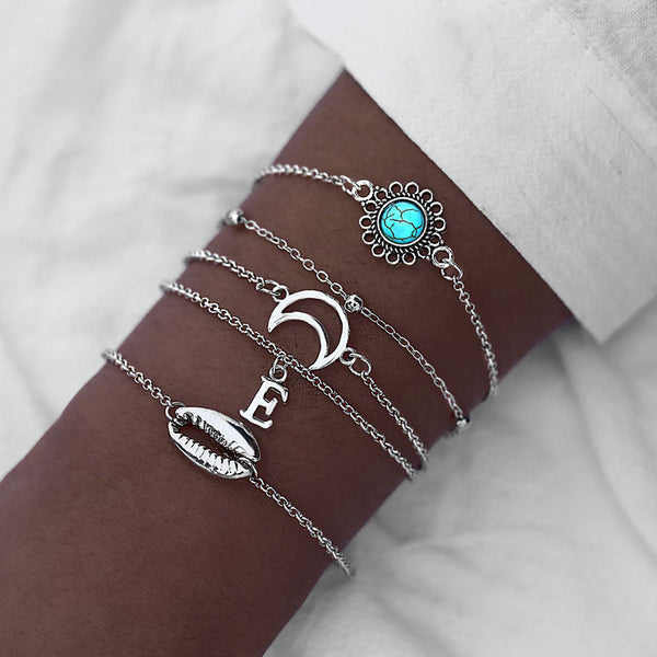 SEXY SPARKLES Stackable Bracelets Multilayer Boho Bracelet Sets Beads Metal Chain Rope Adjustabl Bracelets for Women Elastic Rope Charm Bangle Bracelet Best Women Teen Girls Gift