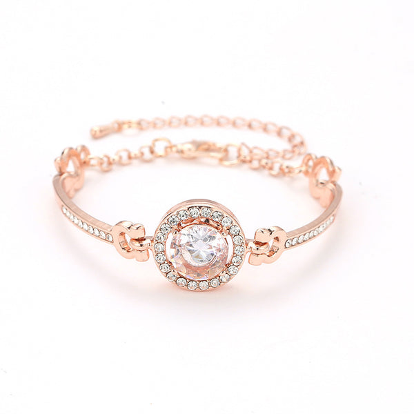 SEXY SPARKLES Rose Gold Tone Bangle Bracelet Pulseras de Mujer