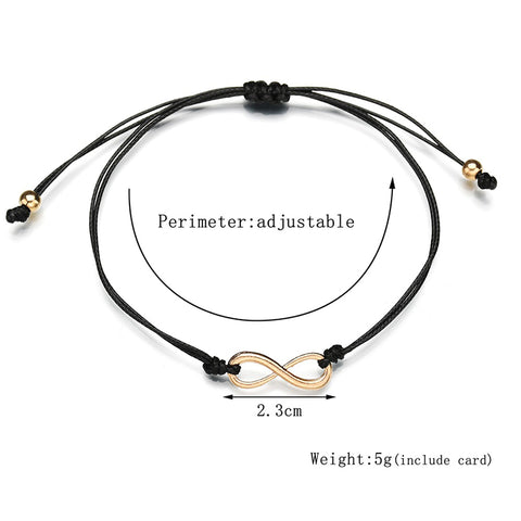 SEXY SPARKLES 3 Pcs Infinity Symbol Wax Rope Card Make a Wish Bracelet Set Jewelry Adjustable