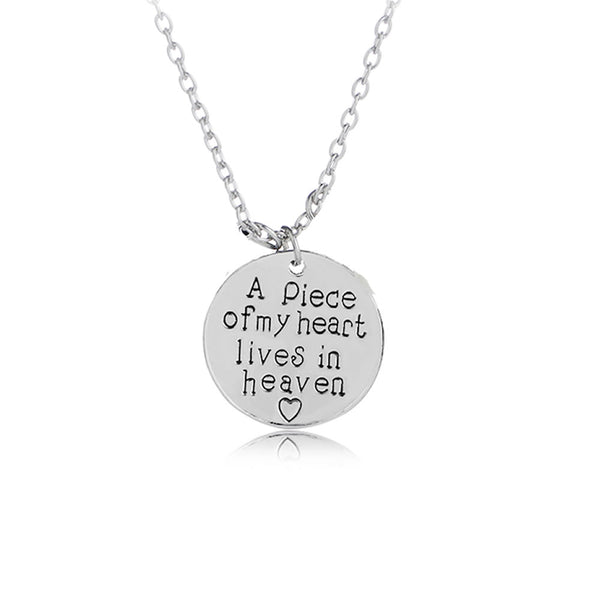 inch  a piece of my heart lives in heaveninch  Memorial Necklace & Pendant for Your Lost Ones Sympathy Gift