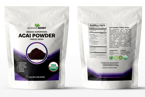 Organic ACAI Freeze Dried Fruit Powder Energy VITAMIN C Antioxidants 4oz