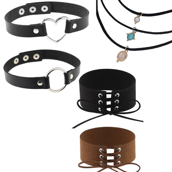 Sexy Sparkles 7 pc Velvet Choker Necklaces for Women Girls Gothic Choker Bolo Tie Chokers - Sexy Sparkles Fashion Jewelry - 1