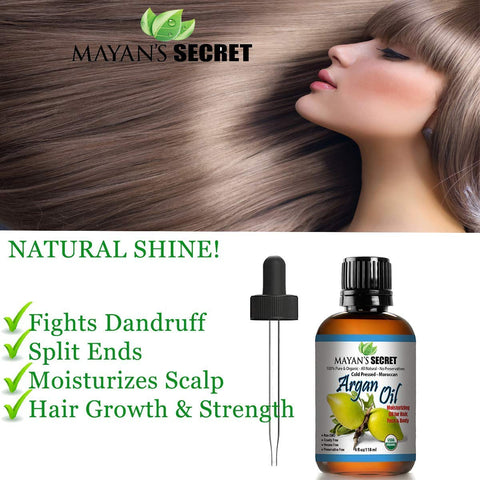 Argan Oil For Hair, Skin, Face, Nails, Beard & Cuticles - Best 100% Pure Moroccan Anti Aging, Anti Wrinkle Beauty Secret, Certified Cold Pressed Moisturizer 4oz