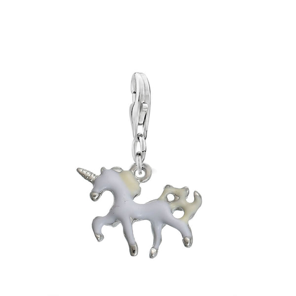 Clip on Unicorn Horse Pendant Lobster Clasp Charm for Bracelets or Necklace