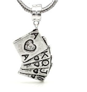 Sexy Sparkles Las Vegas Poker Card Symbols Pendant Charm European Bead Compatible for Most European Snake Chain Bracelet