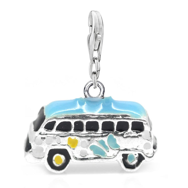 Public Bus Clip On For Bracelet Charm Pendant Charm Jewelry w/ Lobster Clasp