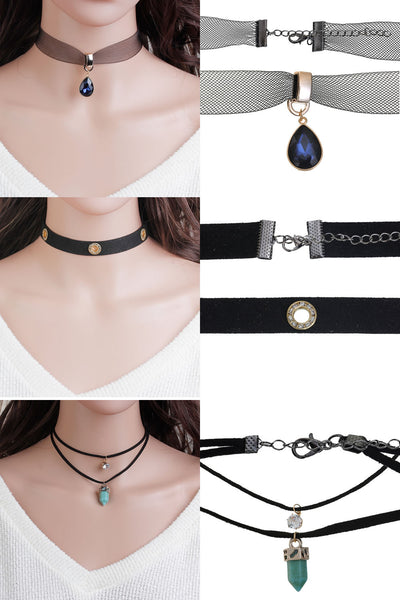 Sexy Sparkles Set of 3 Velvet Choker Necklace for Women Girls Gothic Choker Bolo Tie Corset Lace ChokersSexy Sparkles