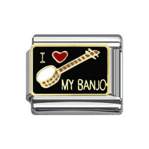 I Love My Banjo Italian Charm Bracelet Link