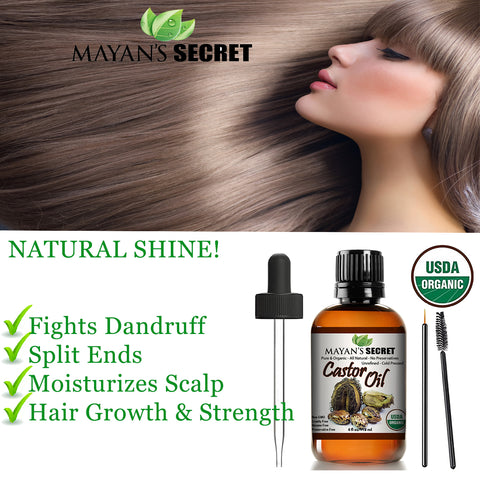 Castor Oil Cold-Pressed, USDA Certified Organic, Hexane-Free Castor Oil - Moisturizing & Healing, For Dry Skin, Hair Growth - For Skin, Hair Care, Eyelashes