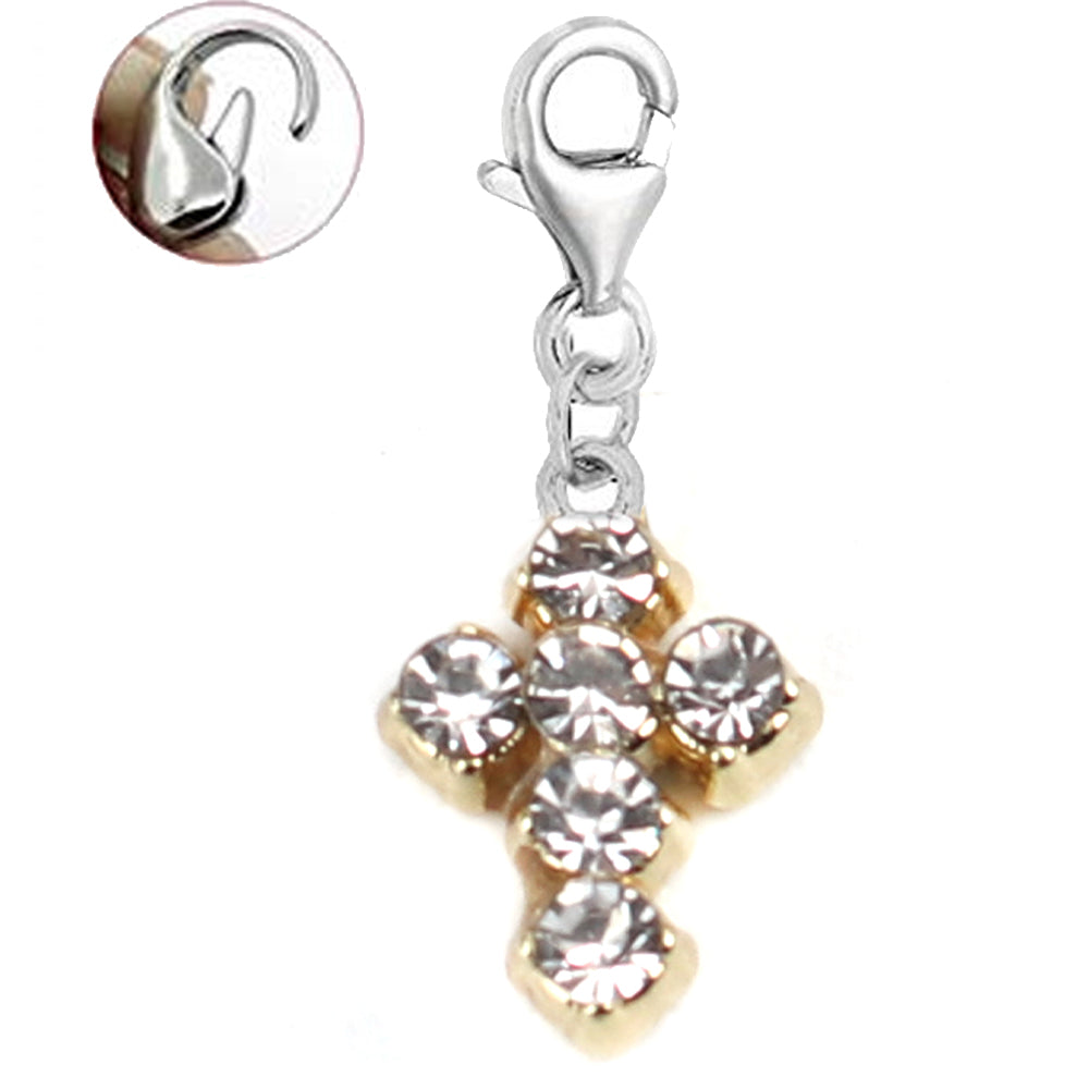 Sexy Sparkles Cross Clip On Charms for Bracelets with Lobster Clasp Dangle Charm
