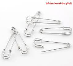 Sexy Sparkles 5 Pcs Safety Brooches Pins Findings Silver Tone 5cm(2")