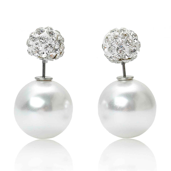 Sexy Sparkles Double Sided Front Back Peek A Boo Ball Earrings Ear Post Stud Ball Womens