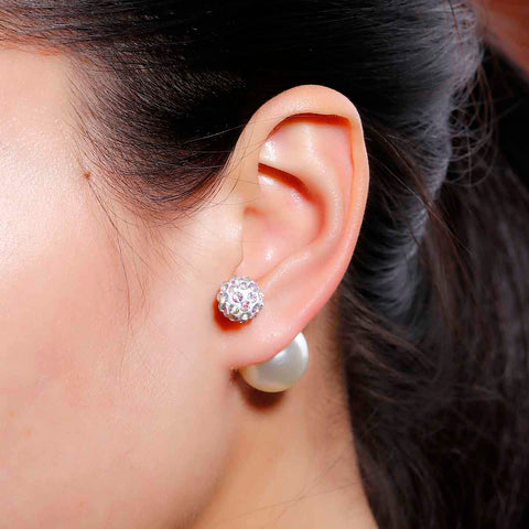 Sexy Sparkles Double Sided Front Back Peek A Boo Ball Earrings Ear Post Stud Ball Womens