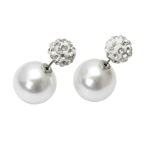 Sexy Sparkles Double Sided Front Back Peek A Boo Ball Earrings Ear Post Stud Ball Womens