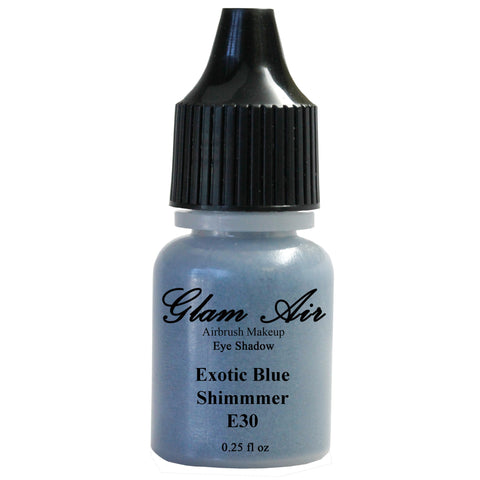Glam Air Airbrushsh Eye Shadow Colors Water-based 0.25 Fl. Oz. Bottles of Eyeshadow( Choose Your Colors From Menu) (E30- EXOTIC BLUE SHIMMER) - Sexy Sparkles Fashion Jewelry - 1