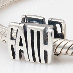 .925 Sterling Silver "Faith"  Charm Spacer Bead for Snake Chain Charm Bracelet - Sexy Sparkles Fashion Jewelry - 2