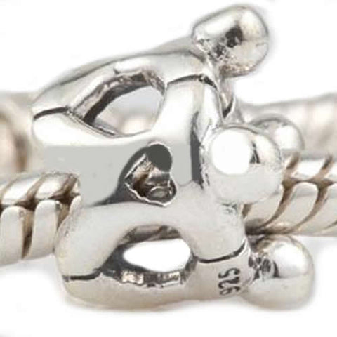 .925 Sterling Silver " Childrens Love Round"  Charm Spacer Bead for Snake Chain Charm Bracelet - Sexy Sparkles Fashion Jewelry - 2