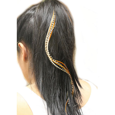 Sexy Sparkles Feather Hair Extensions, 100% Real Rooster Feathers, Long Natural Colors, 20 Feathers with Bonus Micro Beads and Loop Tool Kit