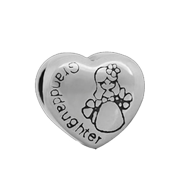 Sexy Sparkles Stainless Steel " Granddaughter " Love Heart European Charm Bracelet and Necklace Compatible - Sexy Sparkles Fashion Jewelry