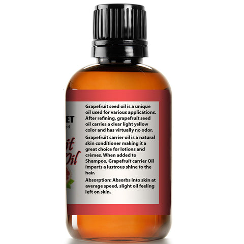 100% Pure Grapefruit Seed Oil, Premium Quality/Undiluted/Refined Cold Pressed/4 fl oz Glass Jar