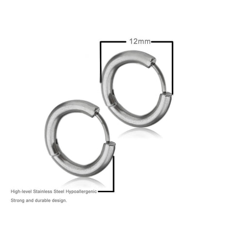 SEXY SPARKLES  1Pair Stainless Steel Mens Womens Hoop Earrings Cartilage Lip Piercing Nose Hoop Hypoallergenic 12mm - Sexy Sparkles Fashion Jewelry - 2