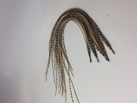4-6 feathers- Five Natural Dark Browns with Beige Mix Feathers for Salon Quality Hair Extension. - Sexy Sparkles Fashion Jewelry - 3