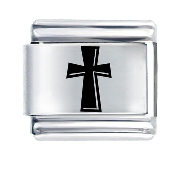 Black Cross Italian Link Bracelet Charm - Sexy Sparkles Fashion Jewelry - 1