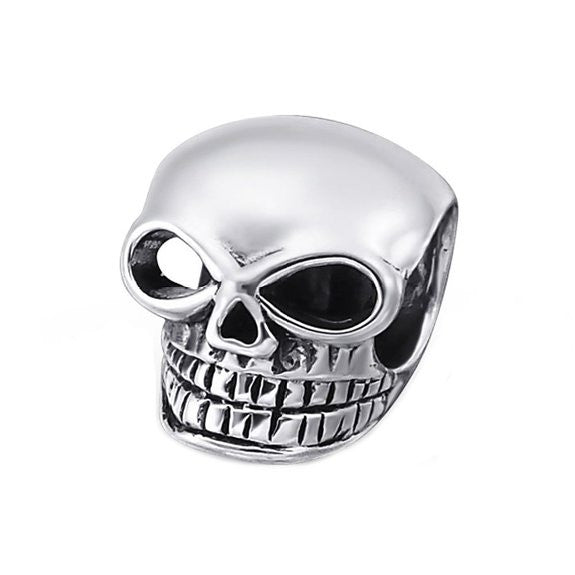 .925 Sterling Silver human " Skull"  Charm Spacer Bead for Snake Chain Charm Bracelet