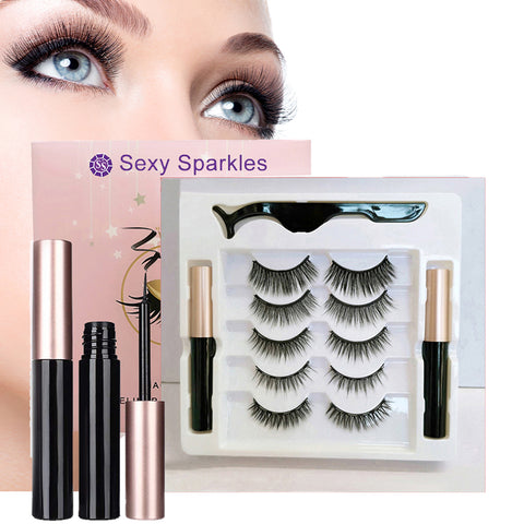 Magnetic Eyelashes with Eyeliner -Magnetic Eyeliner and Lashes Kit Eyelashes Natural Look Reusable False Lashes 5 Pairs