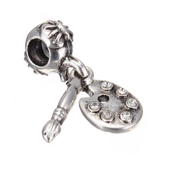 Artists  Palette w/ Enamel s European Bead Compatible for Most European Snake Chain Charm Bracelet