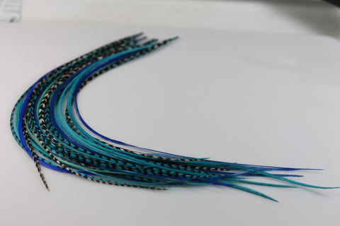 7-10 in Length 5 Beautiful Ocean Blue Feathers Bonded At the Tip for Hair Extension Salon Quality Feathers - Sexy Sparkles Fashion Jewelry - 1
