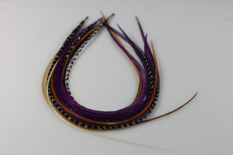7-10 Dark Purple with Natural Brown Mixes of Quality Feathers Hair Extension! 5 Feathers - Sexy Sparkles Fashion Jewelry - 4