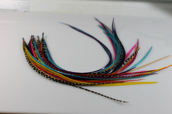 7-10 in Length 8 Beautiful Happy Rainbow Mix Feathers Bonded At the Tip for Hair Extension Salon Quality Feathers