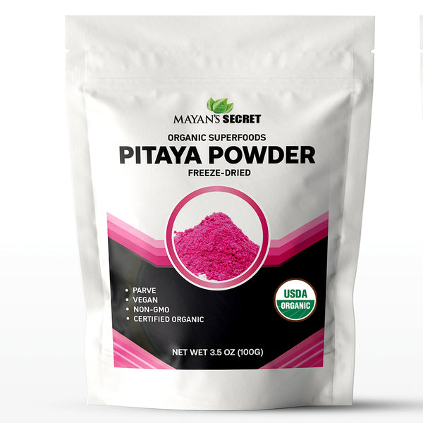 Mayan’s Secret USDA Certified Organic Freeze-Dried Pitaya Powder Red Dragon Fruit Powder, (3.5 OZ)