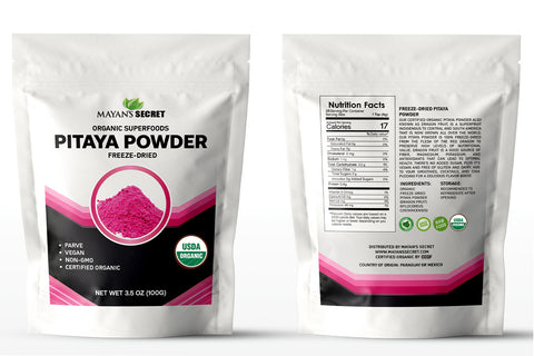 Mayan’s Secret USDA Certified Organic Freeze-Dried Pitaya Powder Red Dragon Fruit Powder, (3.5 OZ)