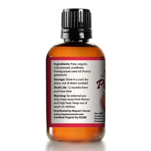 USDA Certified Organic Pomegranate Seed Oil for Skin Repair -1oz Glass Bottle  Cold Pressed and Pure Rejuvenating Oil for Skin, Hair and Nails