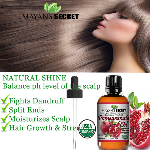 USDA Certified Organic Pomegranate Seed Oil for Skin Repair -1oz Glass Bottle  Cold Pressed and Pure Rejuvenating Oil for Skin, Hair and Nails
